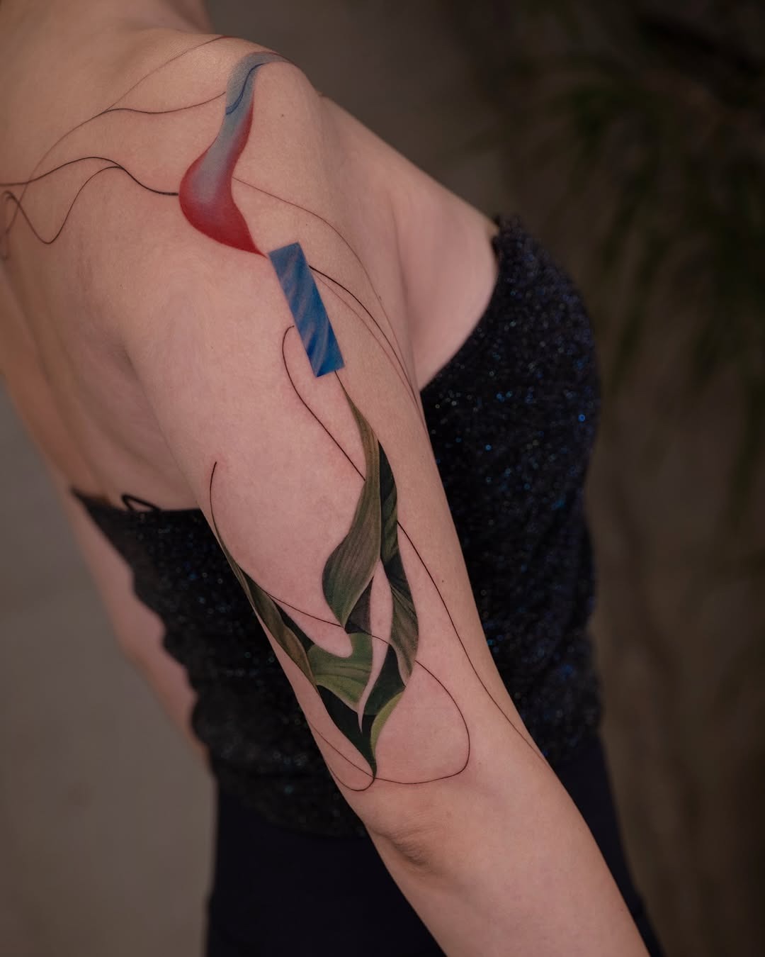 Colorful abstract floral growth tattoo design Tattoo Design