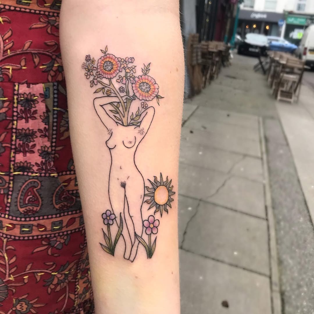Floral Growth Tattoo Embodying Natural Beauty Tattoo Design