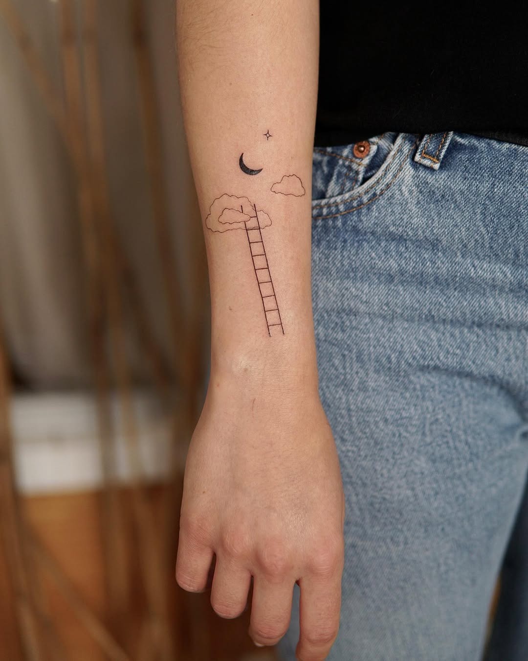 Whimsical ladder tattoo symbolizing personal growth Tattoo Design