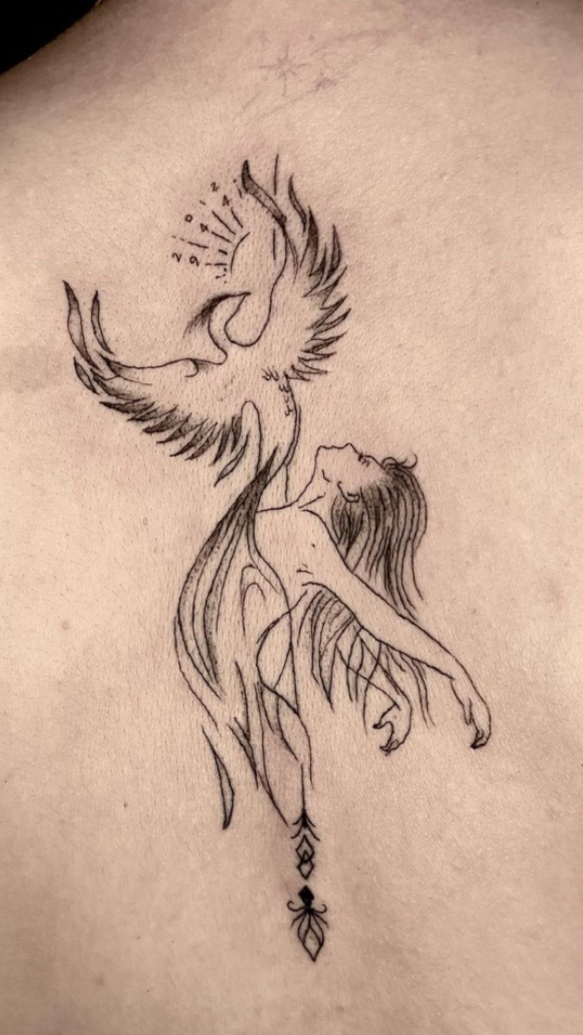 Bold Archangel with Outspread Wings Tattoo Design