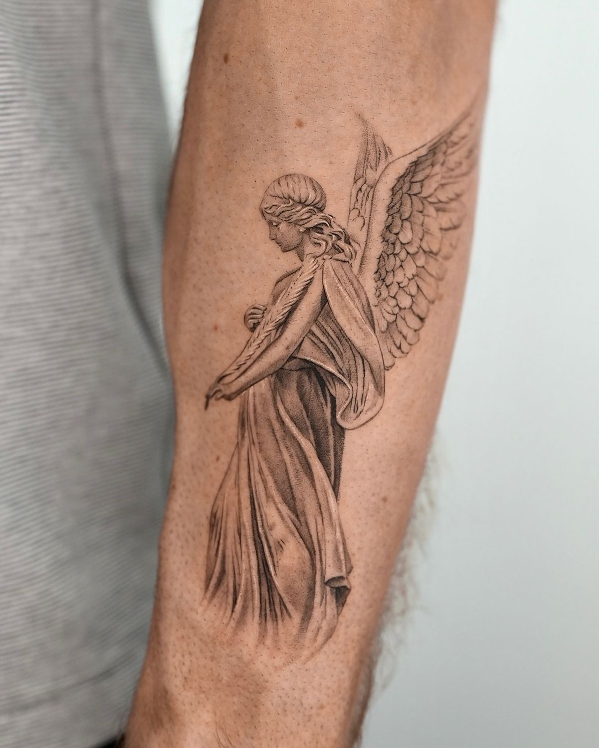Classical Guardian Angel with Sword Tattoo Design