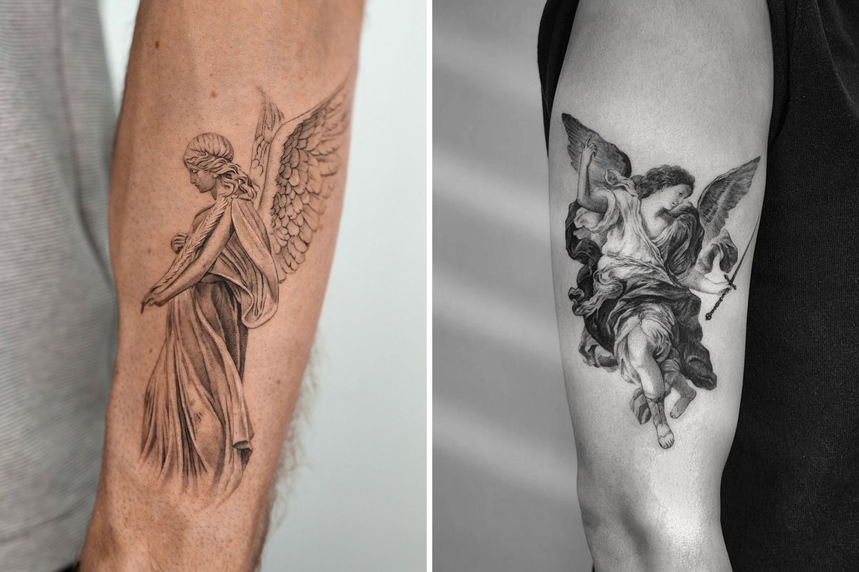 35+ Guardian Angel Tattoo Ideas & Inspiration Featured Lookbook Collage
