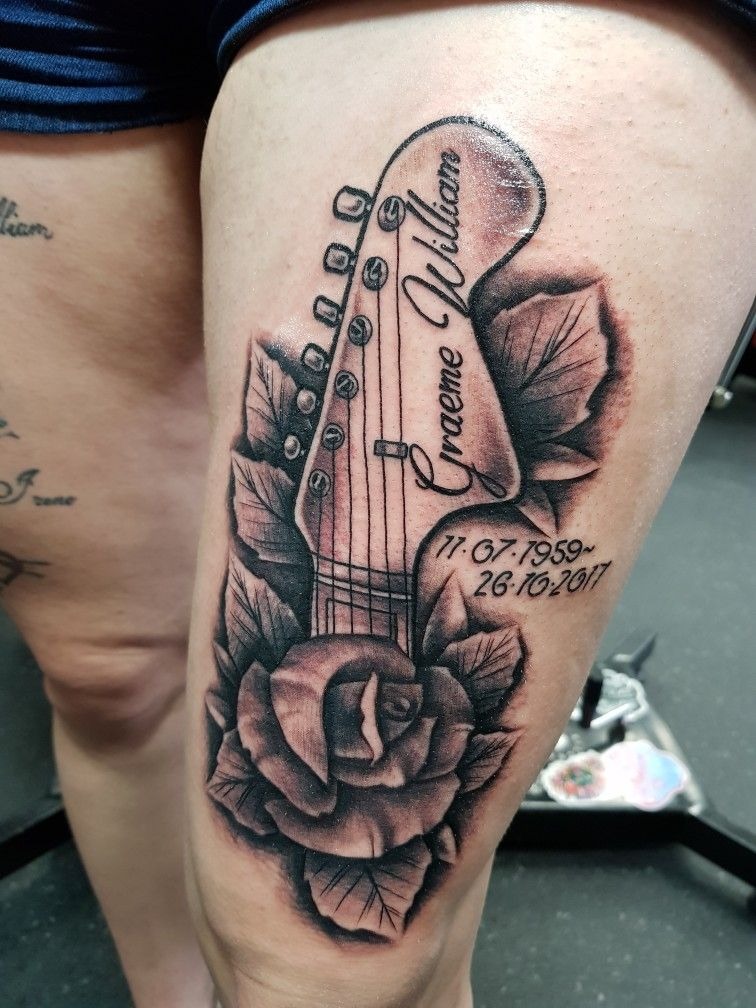 Abstract Watercolor Electric Guitar Splash Tattoo Design