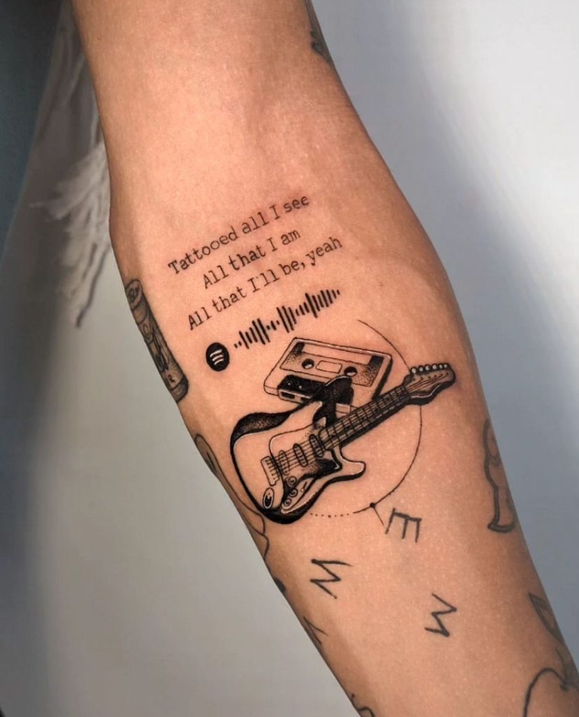 Geometric Electric Guitar Forearm Tattoo Tattoo Design