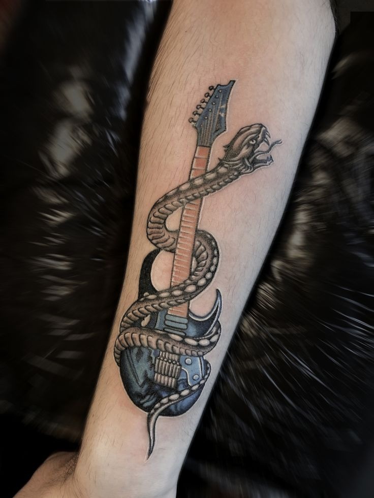 Rose and Fender Headstock Memorial Tattoo Tattoo Design