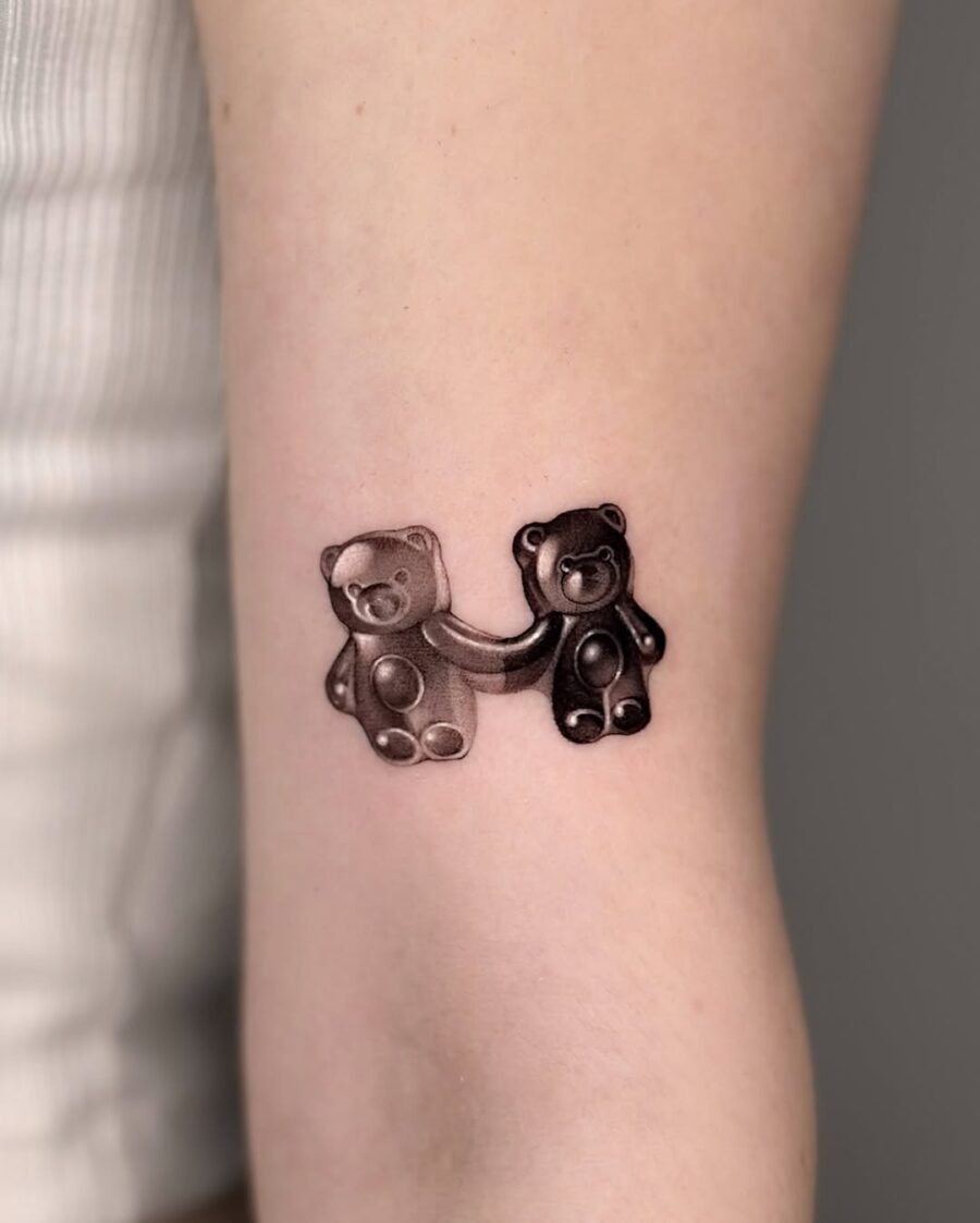Adorable gummy bear friendship tattoos for lovers Tattoo Design