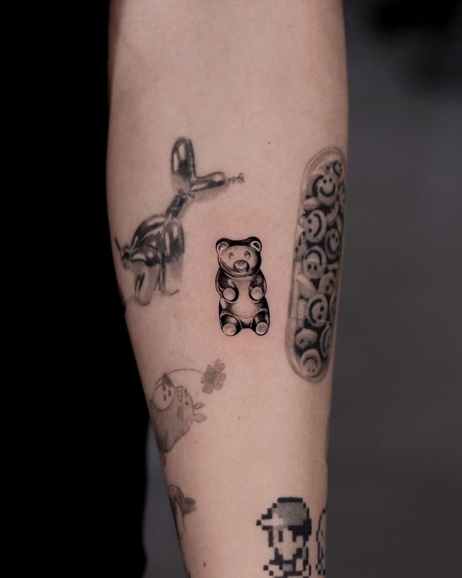 Charming gummy bear tattoo with a playful touch Tattoo Design