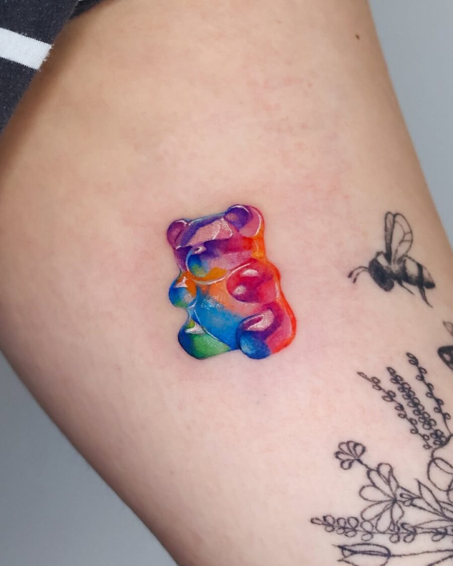 Colorful gummy bear tattoo exuding playfulness Tattoo Design