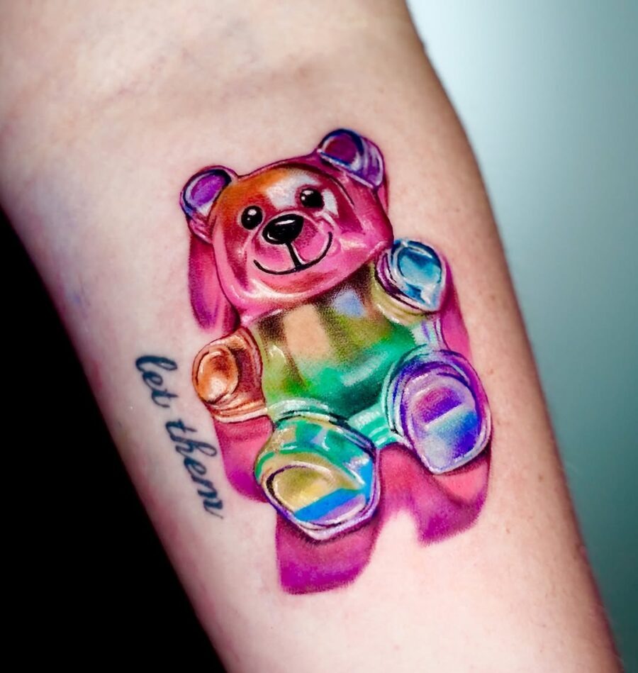 Colorful gummy bear tattoo with a playful touch Tattoo Design