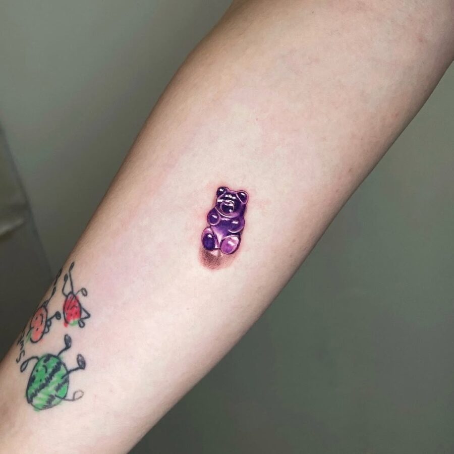 Cute and colorful gummy bear tattoo idea Tattoo Design
