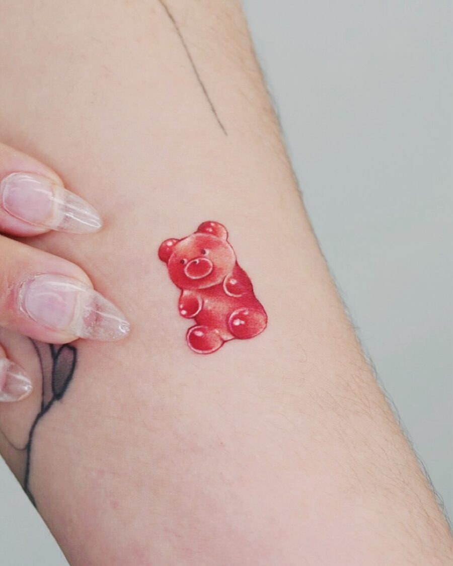 Cute gummy bear tattoo on a forearm Tattoo Design