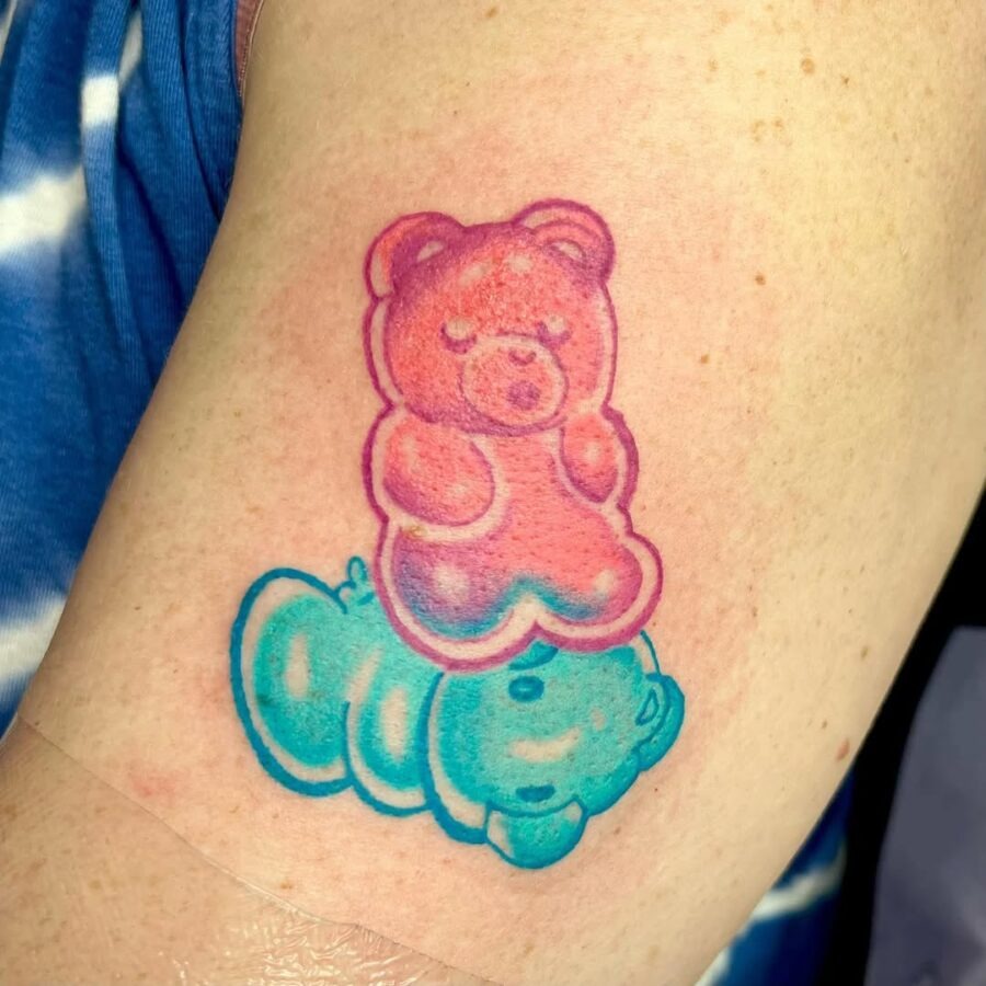 Playful and vibrant gummy bear tattoo design Tattoo Design