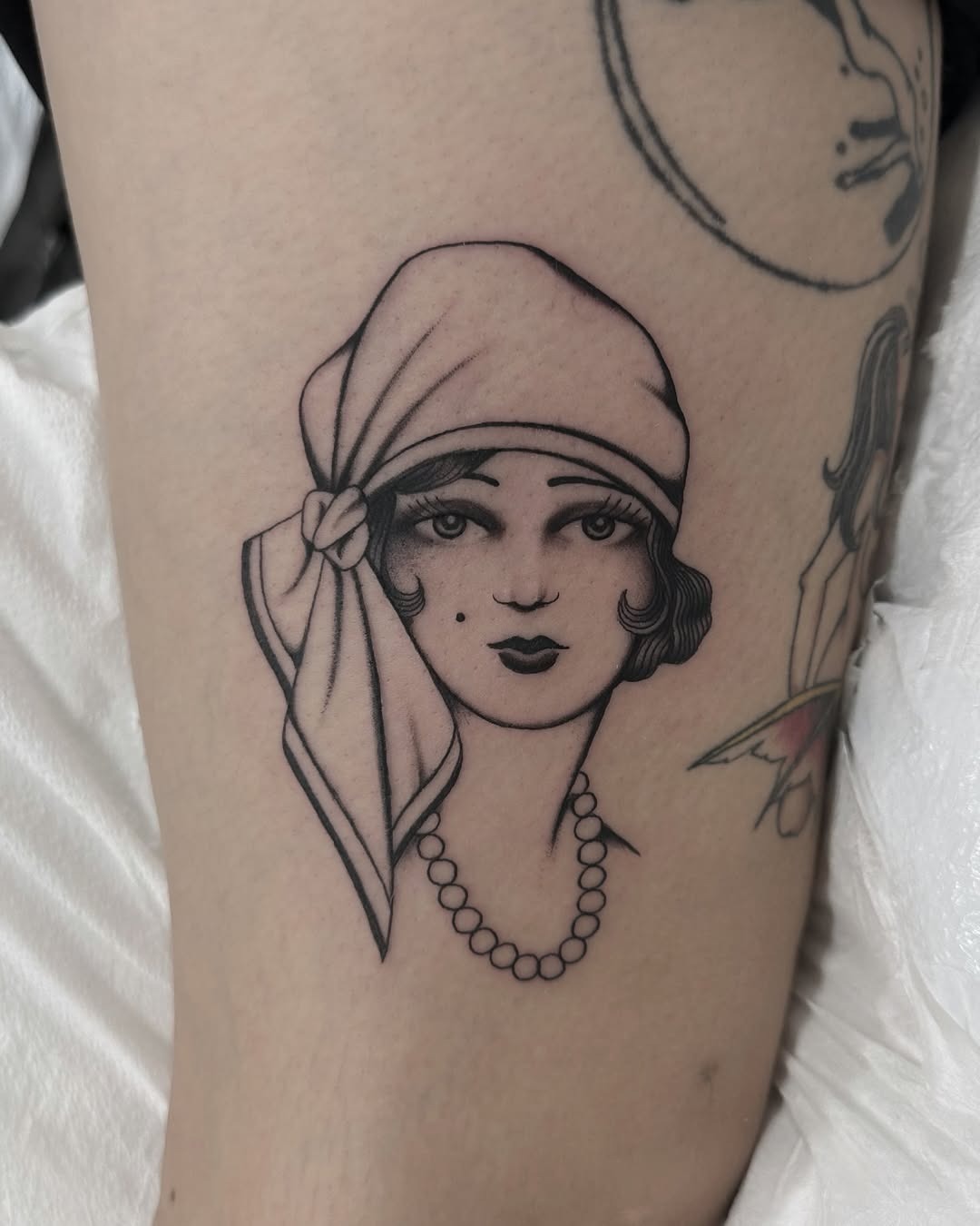Elegant vintage woman with distinct gypsy vibes Tattoo Design