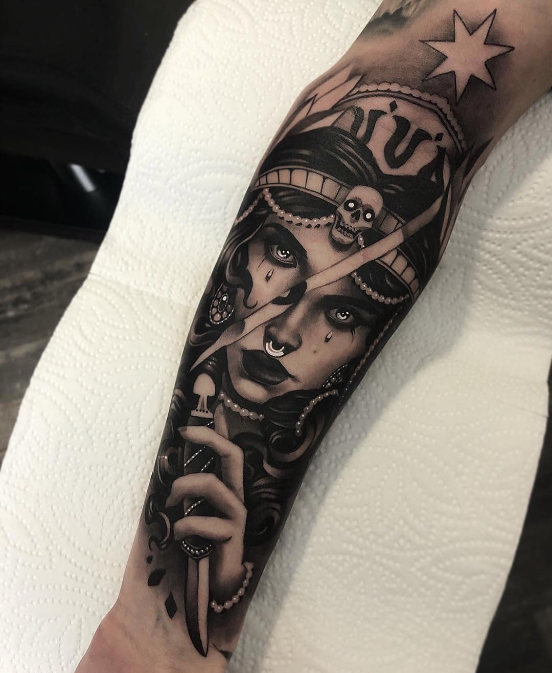 Intricate Gypsy Tattoo with Feminine Vibes Tattoo Design