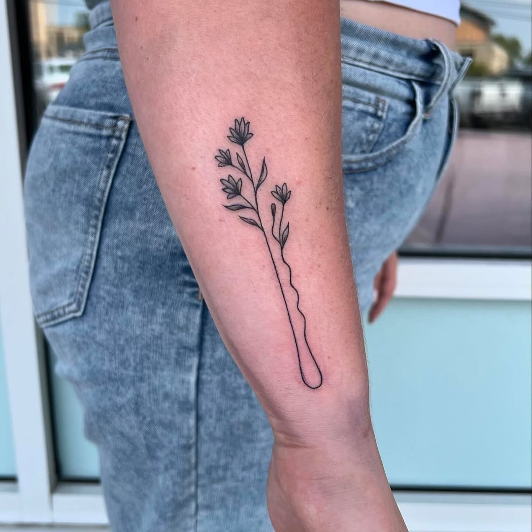 Chic Inked Floral Hair Styling Tool Tattoo Tattoo Design