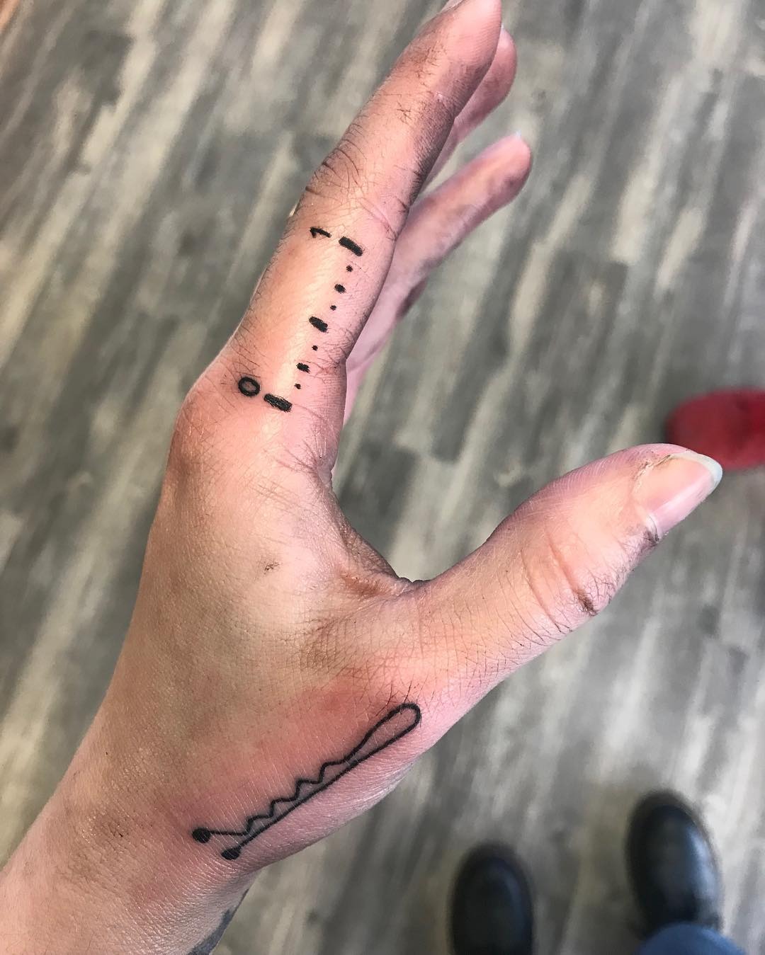 Minimalist Line Tattoo on Hand Tattoo Design