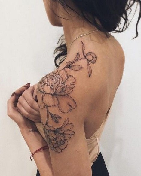 Delicate Floral Shoulder Design Tattoo Design
