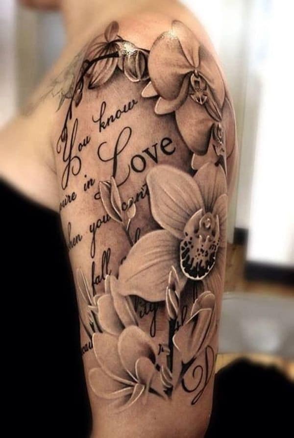 Floral and Script Tattoo Design Tattoo Design