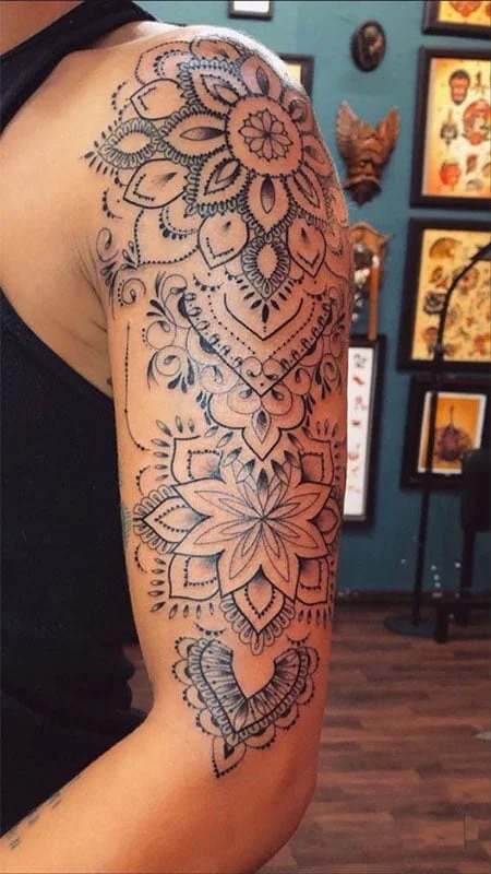 Mandala and Floral Hybrid Tattoo Design
