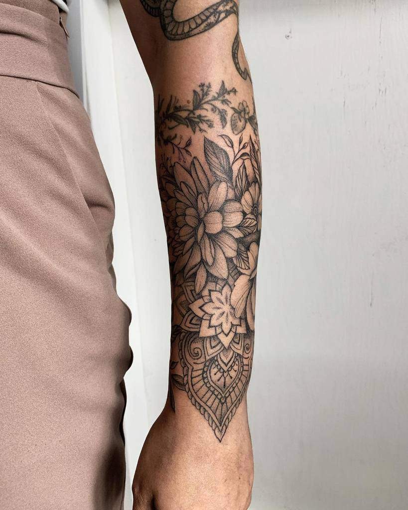 Mandala and Floral Mix Tattoo Design