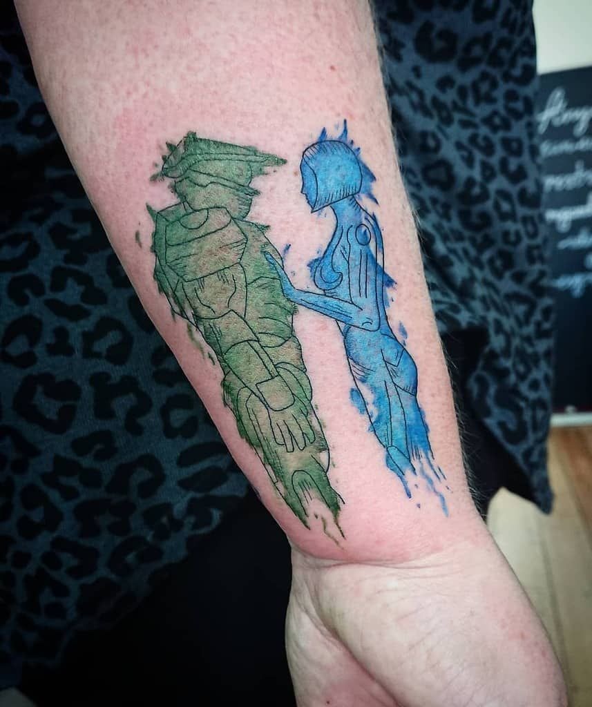 Master Chief and Cortana Connection Tattoo Tattoo Design