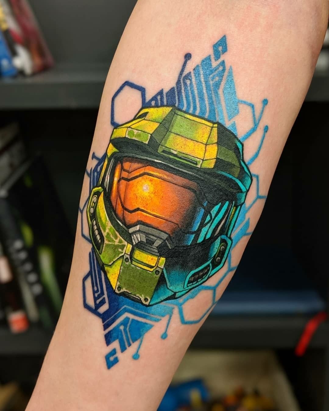 Tech-Halo Master Chief Helmet Tattoo Design