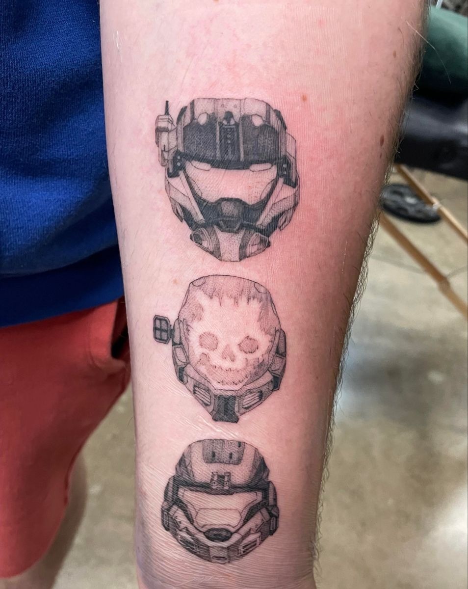 Tribute to Noble Team Helmets Tattoo Design