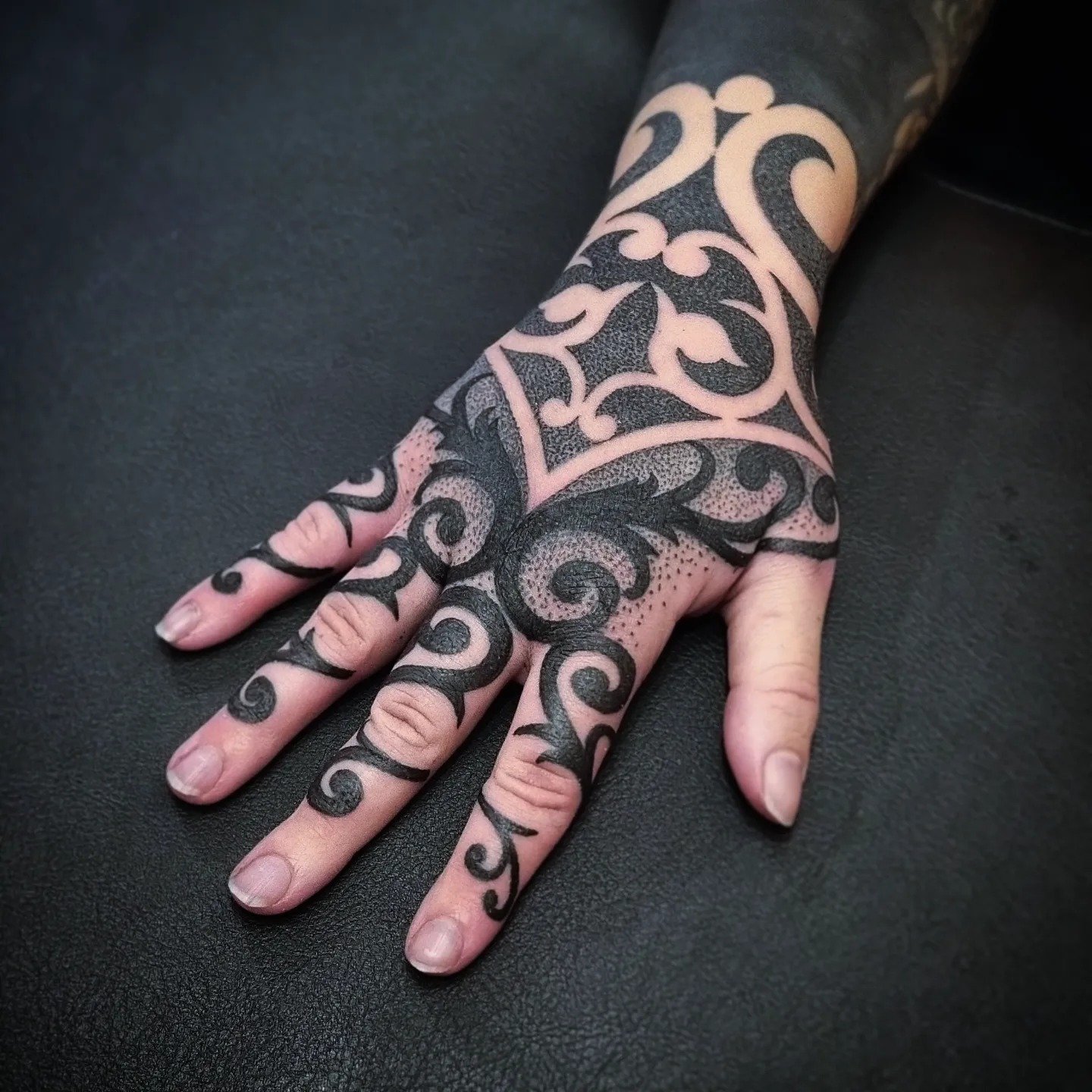 Passion Personified Leafy Finger Script Tattoo Design