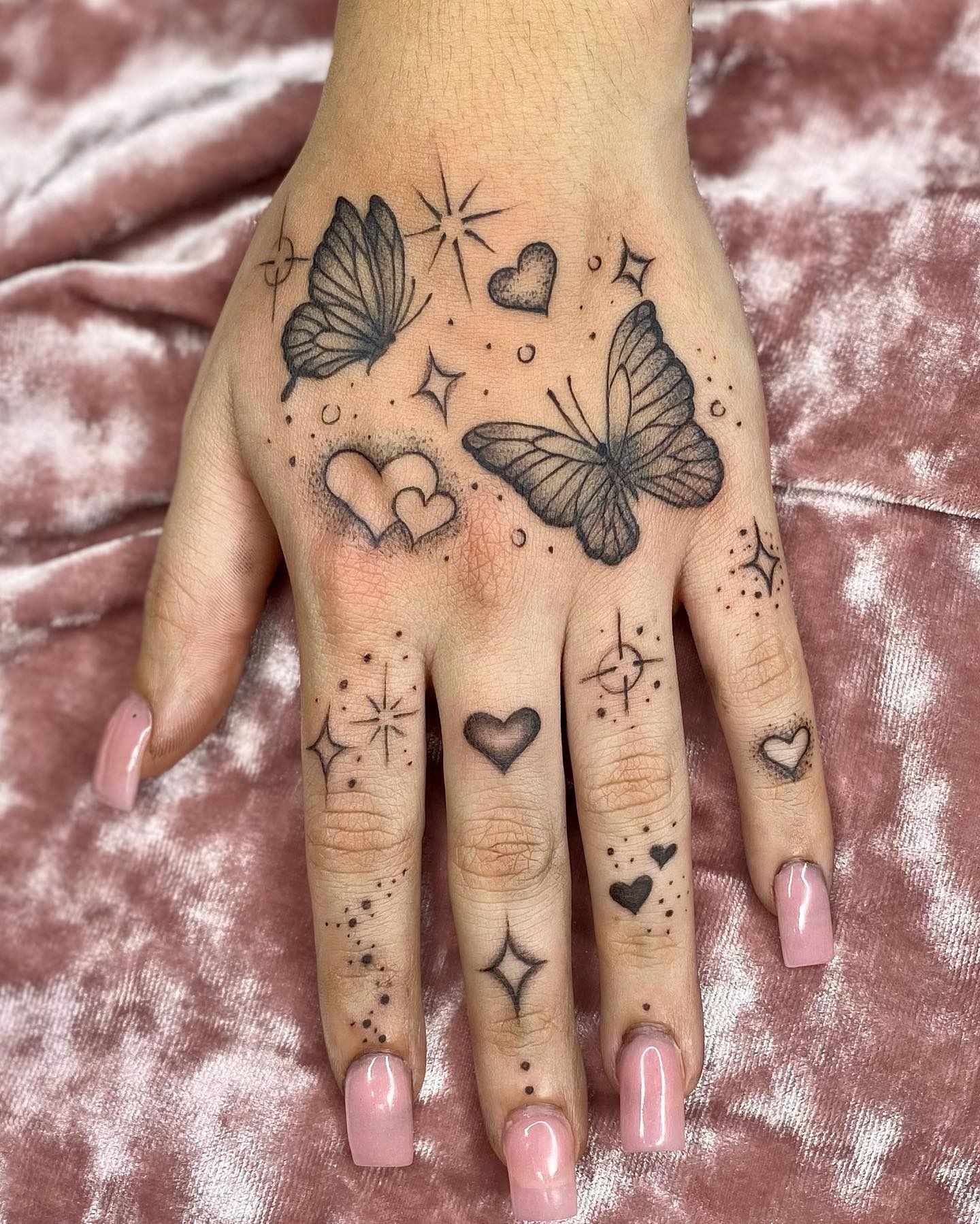 Skeleton Hand and Rose Contrast Tattoo Design