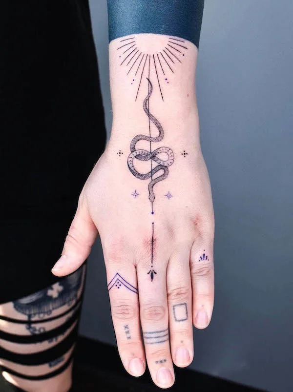 Cosmic Snake Hand Tattoo Design Tattoo Design