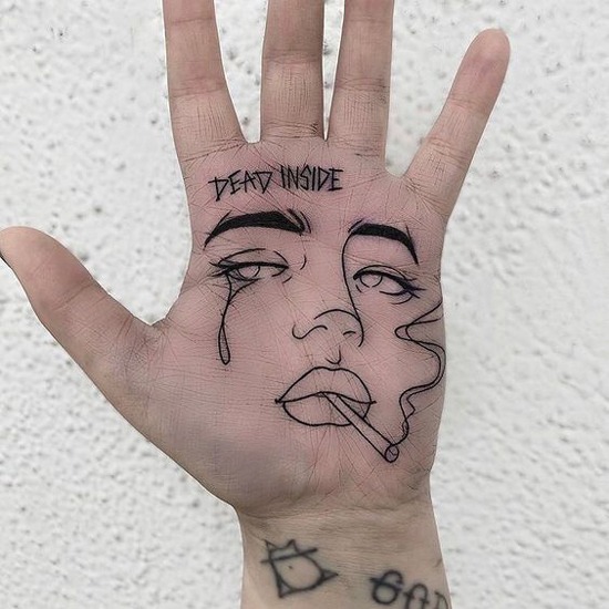 Dead Inside Palm Tattoo Design Tattoo Design
