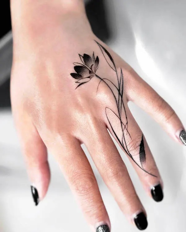 Elegant Lotus Flower Hand Tattoo Design Tattoo Design