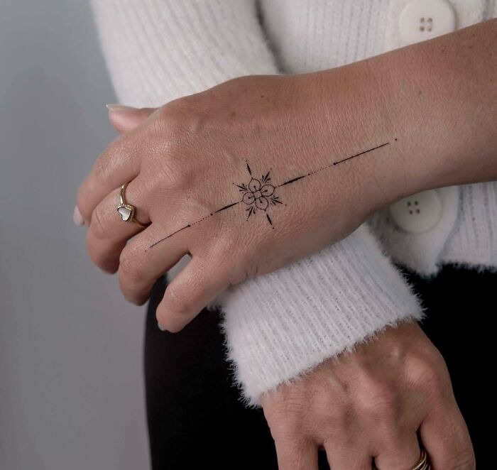 Floral Linework Hand Tattoo Tattoo Design