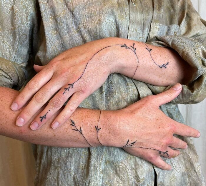 Flowing Vine Hand and Arm Tattoo Tattoo Design