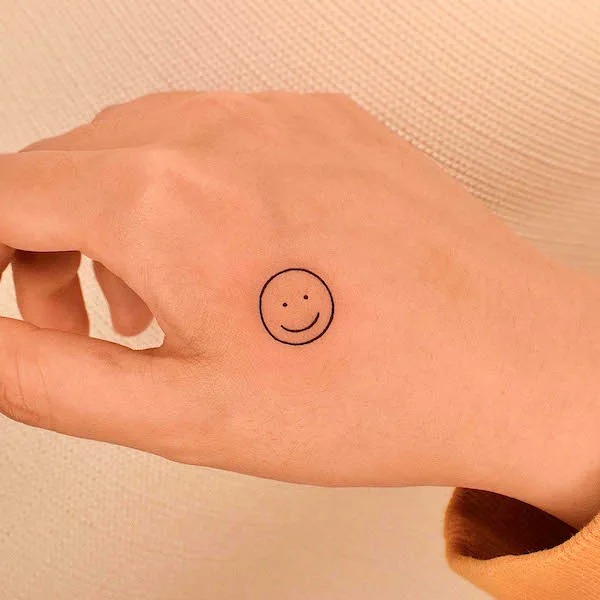 Minimalist Smiley Face Hand Tattoo Tattoo Design