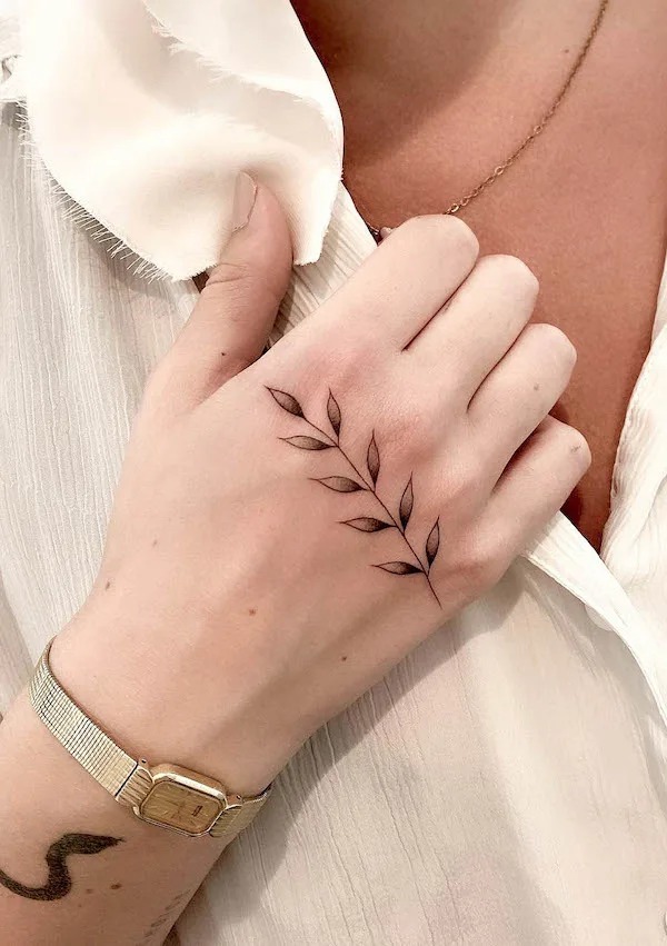 Minimalistic Leaves Hand Tattoo Design Tattoo Design