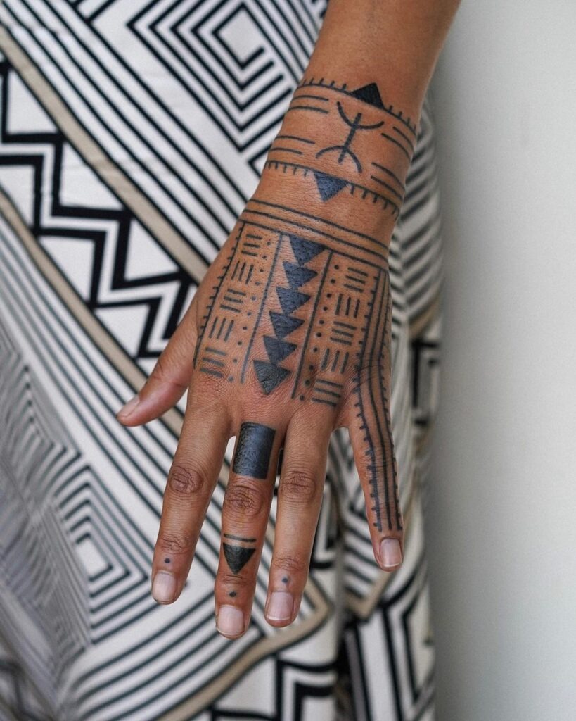 Tribal Geometric Hand Tattoo Design Tattoo Design