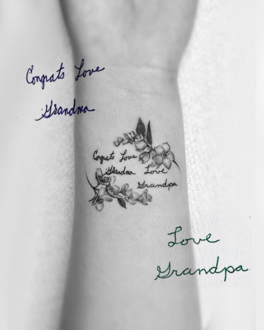 Charming Handwritten Tattoo Tribute to Grandpa Tattoo Design