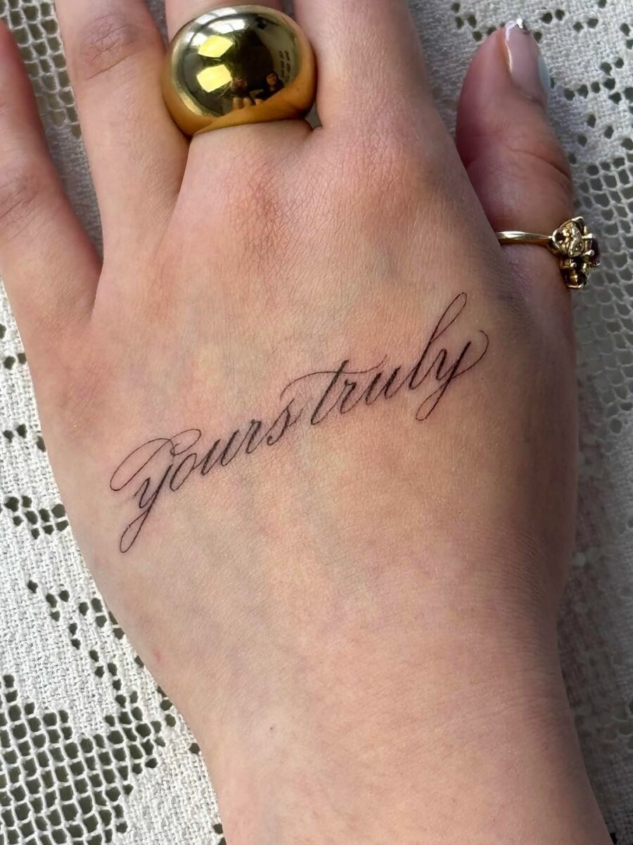 Elegant handwriting tattoo on the wrist Tattoo Design