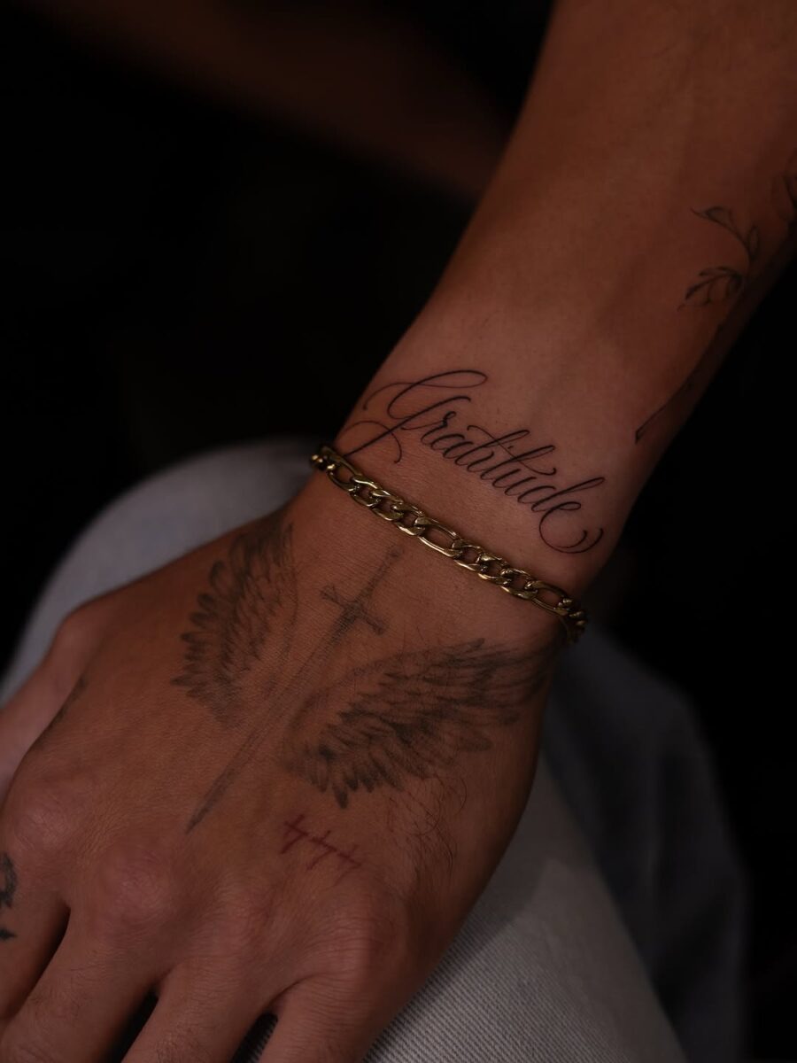 Elegant Handwritten Gratitude Tattoo Design Tattoo Design