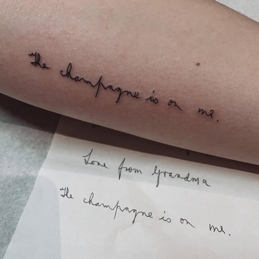 Elegant handwritten tattoo of a meaningful phrase Tattoo Design