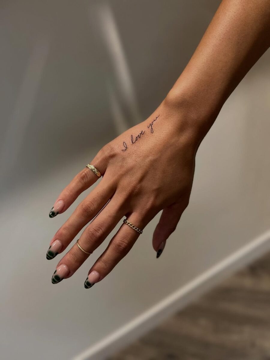 Elegant handwritten tattoo on the hand Tattoo Design