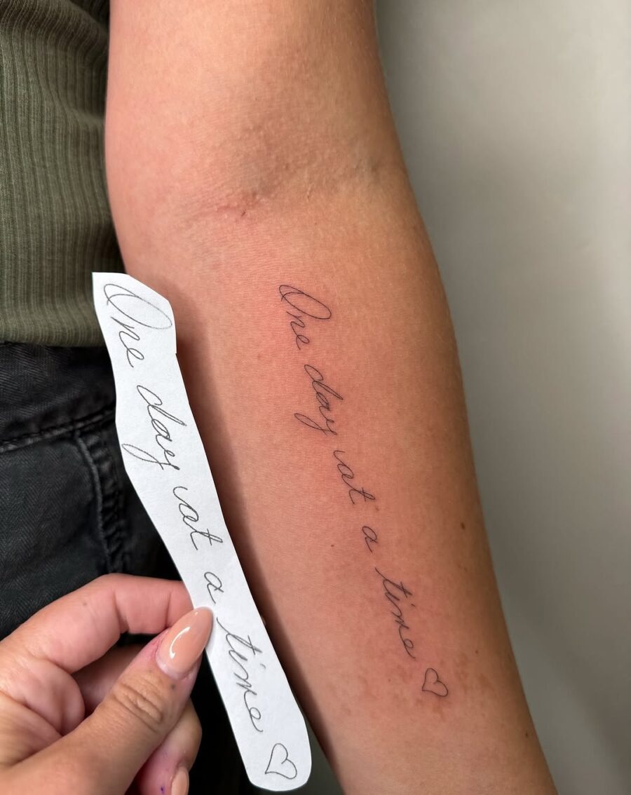 Minimalist Handwriting Tattoo Inspiring Serenity Tattoo Design