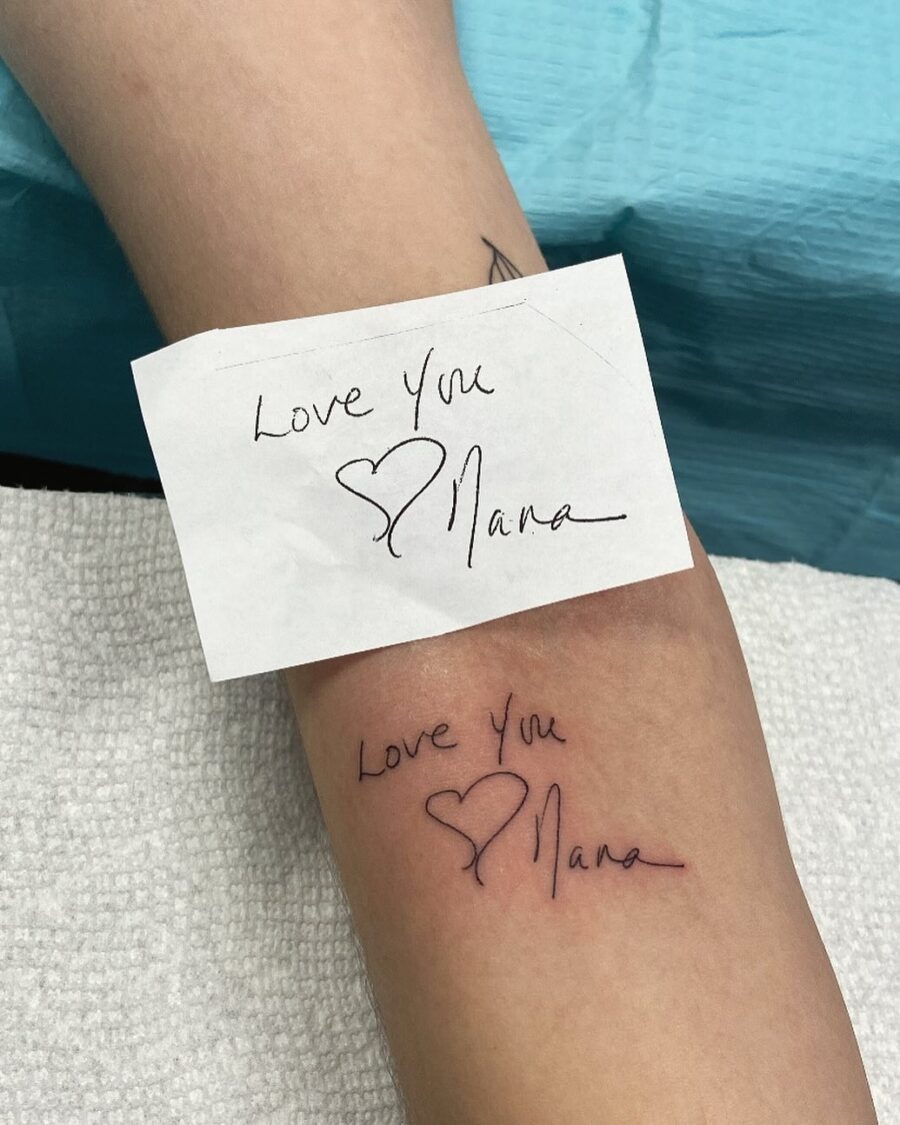 Sentimental handwriting tattoo tribute to loved ones Tattoo Design
