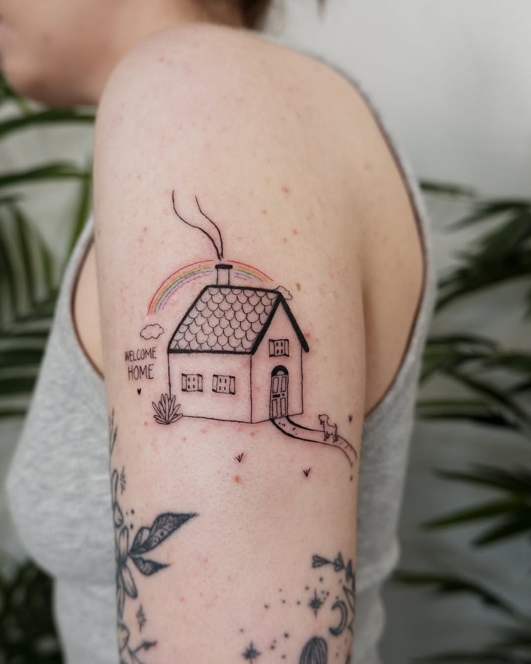 Charming house tattoo with a welcoming vibe Tattoo Design