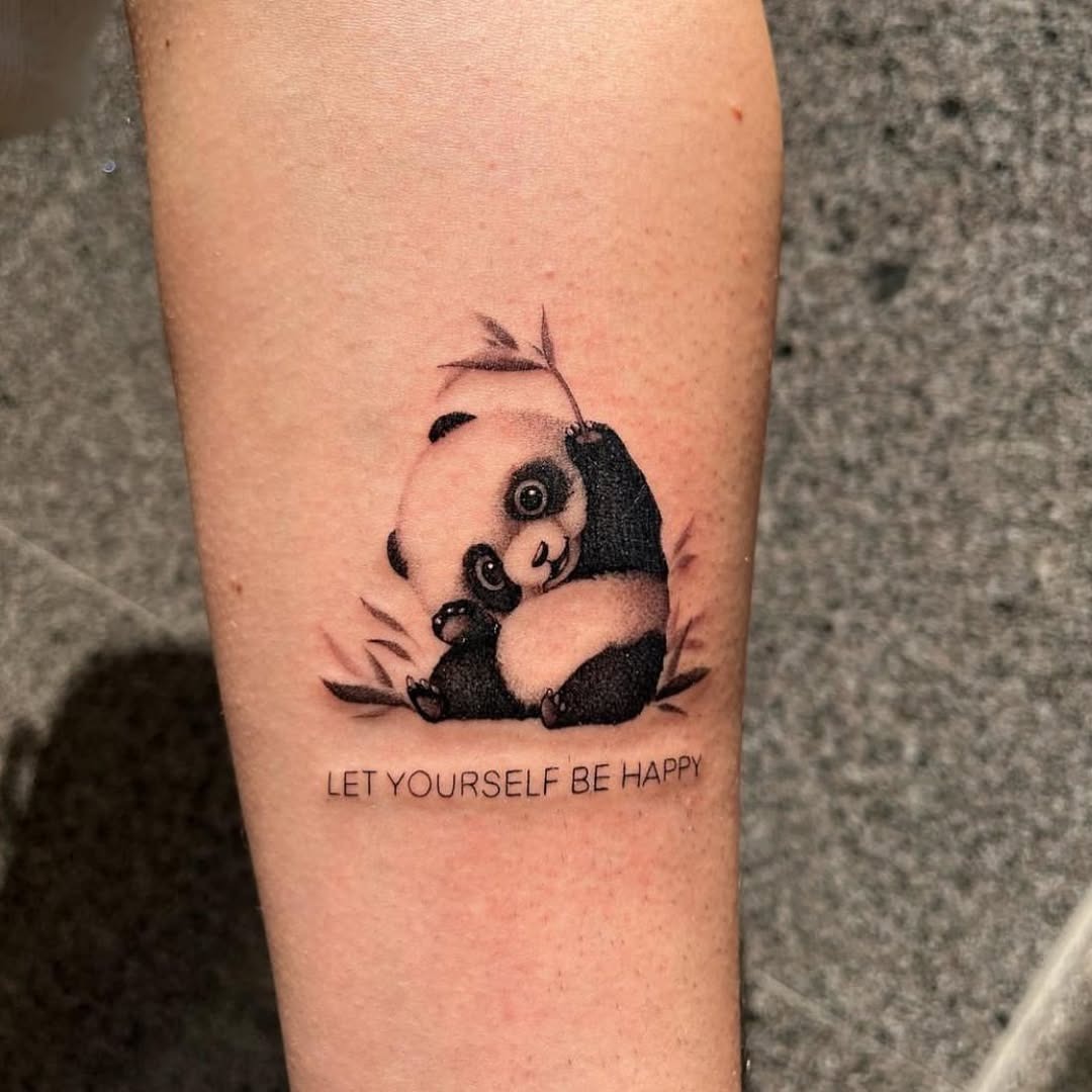 Cute panda tattoo promoting self-happiness Tattoo Design