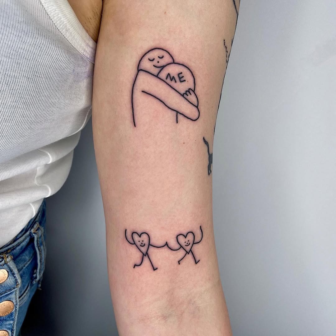 Cute tattoos promoting self-love and friendship Tattoo Design