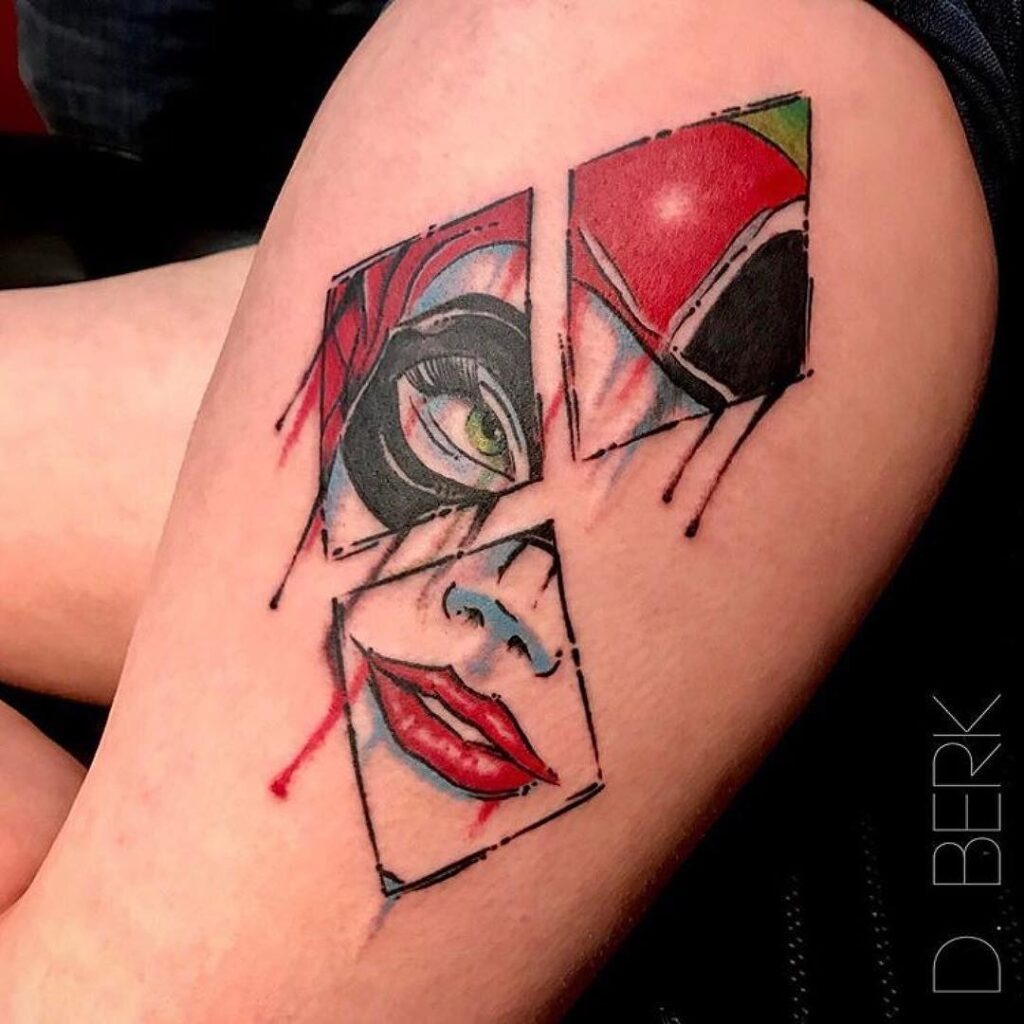 Abstract Fragmented Harley Quinn Tattoo Tattoo Design