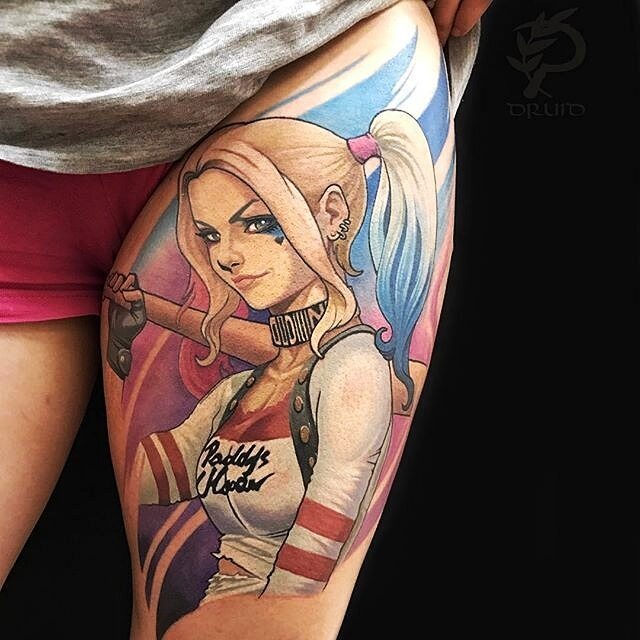 Bold Harley Quinn Thigh Tattoo Tattoo Design