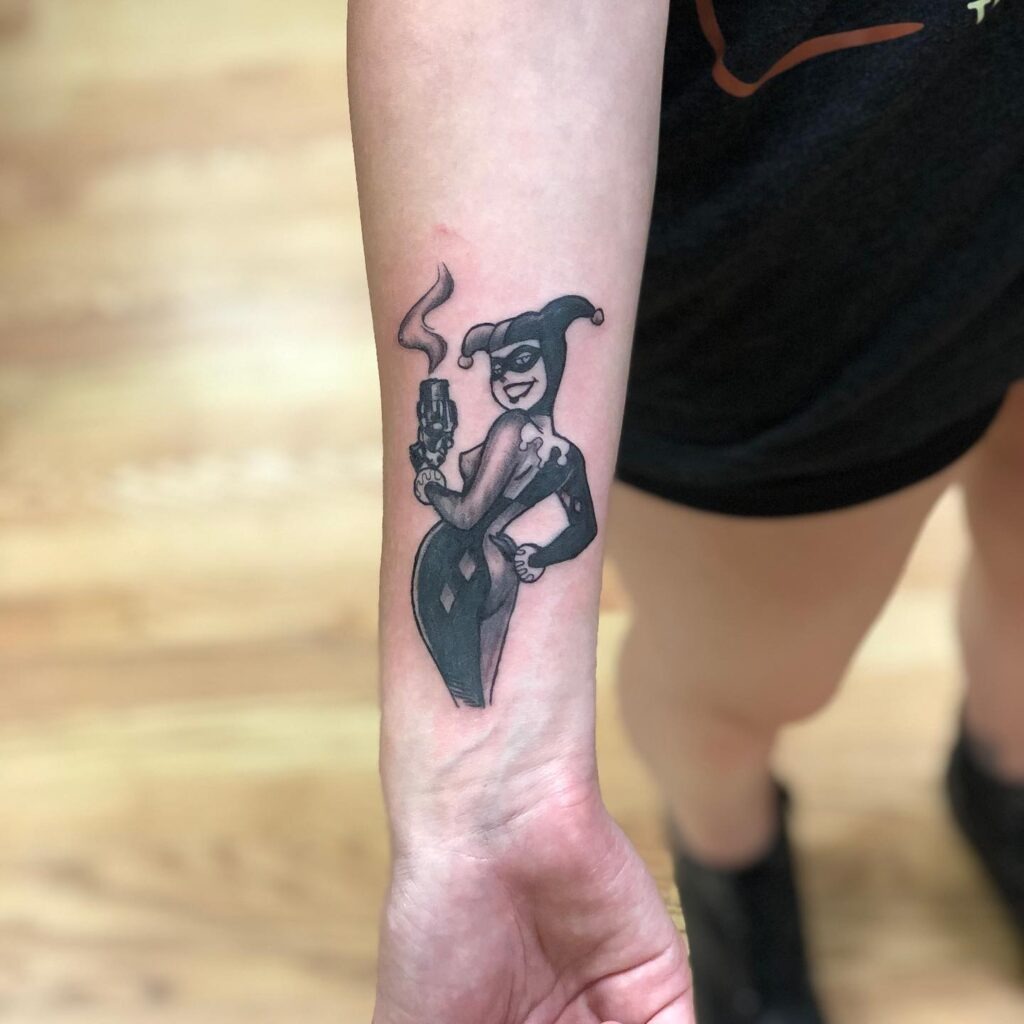 Classic Black and Grey Harley Quinn Tattoo Tattoo Design